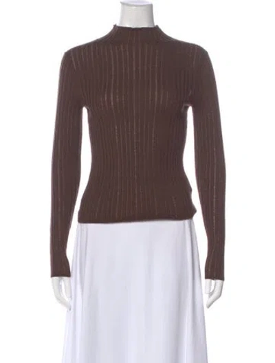 Pre-owned Cult Gaia Wool Mock Neck Sweater In Brown