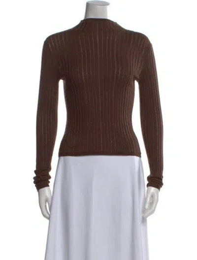 Pre-owned Cult Gaia Wool Mock Neck Top In Brown
