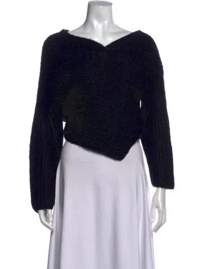 Pre-owned Cult Gaia Wool V-neck Sweater In Black
