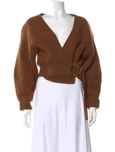 Pre-owned Cult Gaia Wool V-neck Sweater In Brown