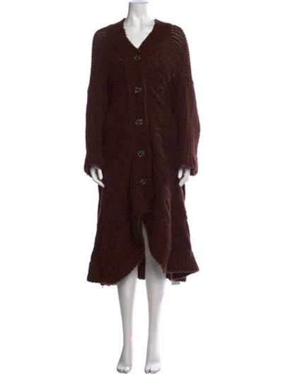 Pre-owned Cult Gaia Wool V-neck Sweater In Brown