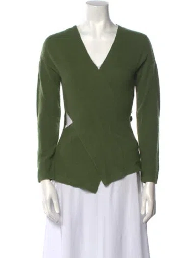 Pre-owned Cult Gaia Wool V-neck Sweater In Green
