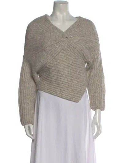 Pre-owned Cult Gaia Wool V-neck Sweater In Neutral