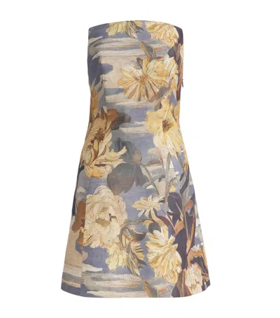 Cult Gaia Wool-silk Floral Wren Mini Dress In Blue