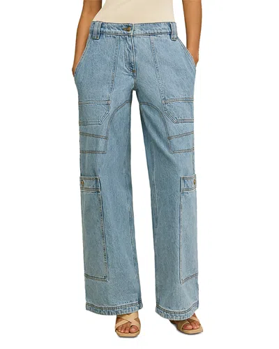 Cult Gaia Wynn High Rise Wide Leg Jeans In Stone Wash In Blue