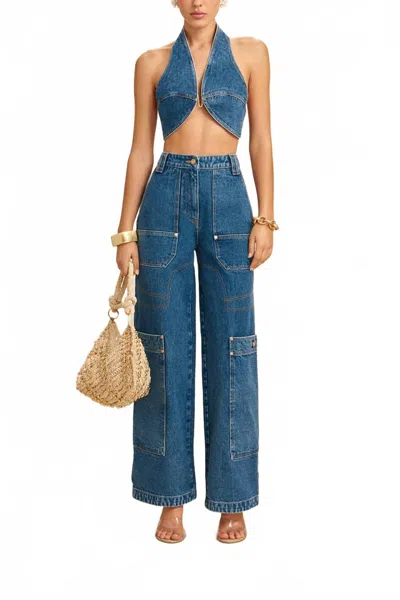 Cult Gaia Wynn Wide Leg Pant In Indigo In Blue