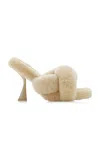 Cult Gaia Zabelle Shearling Sandals In White
