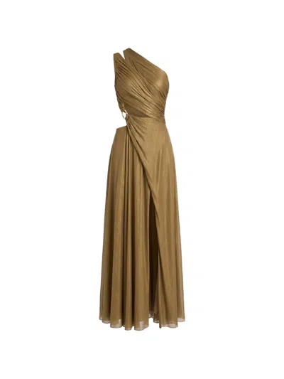 Cult Gaia Zan Draped Maxi Gown In Gold