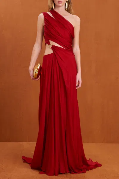 Cult Gaia Zan Gown In Merlot In Pink