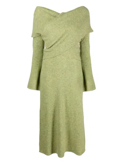 Cult Gaia Zennie Off-shoulder Midi Dress In Green