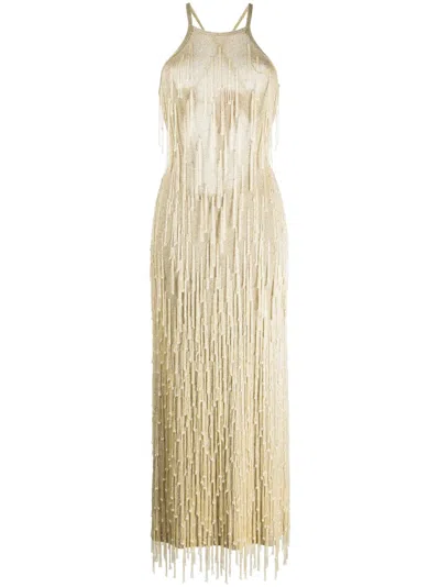Cult Gaia Zion Knitted Dress In Gold