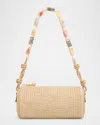 Cult Gaia Zozina Stone-embellished Raffia Shoulder Bag In Brown