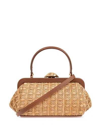 Cult Gaia Zuma Frame Woven Crossbody Bag In Toasted Natural