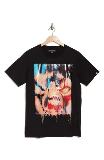 Cult Of Individuality Abstract Faces Cotton Graphic T-shirt In Black