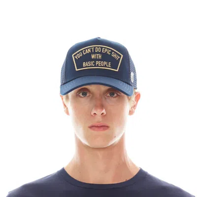 Cult Of Individuality Cant Do Epic Sh*t Mesh Back Trucker Curved Visor Navy Hat In Blue