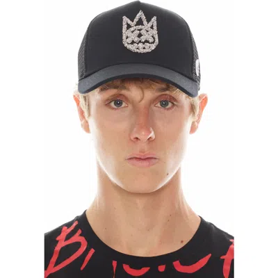 Cult Of Individuality Clean Crystal Embellished Logo Trucker Hat In Black