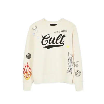 Cult Of Individuality Crew Neck Fleece In Graffiti In White