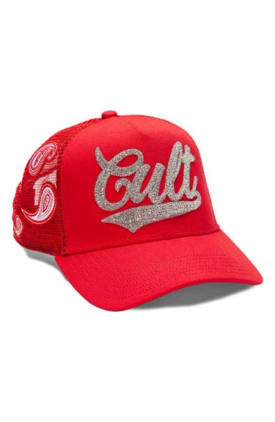 Cult Of Individuality Crystal Logo Trucker Hat In Red