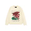 Cult Of Individuality Cult's Crew Neck Fleece "respect All" In Winter White