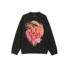 Cult Of Individuality Cult's Crew Neck Fleece Sweater "king Of The Jungle" In Pirate Black