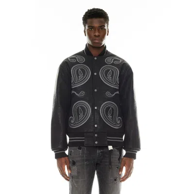 Cult Of Individuality Cult's Paisley Varsity Jacket In Black