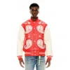 Cult Of Individuality Cult's Paisley Varsity Jacket In Red