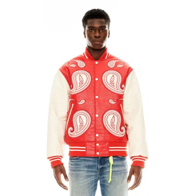 Cult Of Individuality Cult's Paisley Varsity Jacket In Red