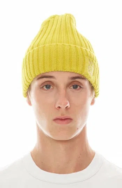 Cult Of Individuality Embroidered Logo Cotton Knit Beanie In Canary