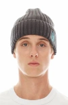 Cult Of Individuality Embroidered Logo Cotton Knit Beanie In Charcoal