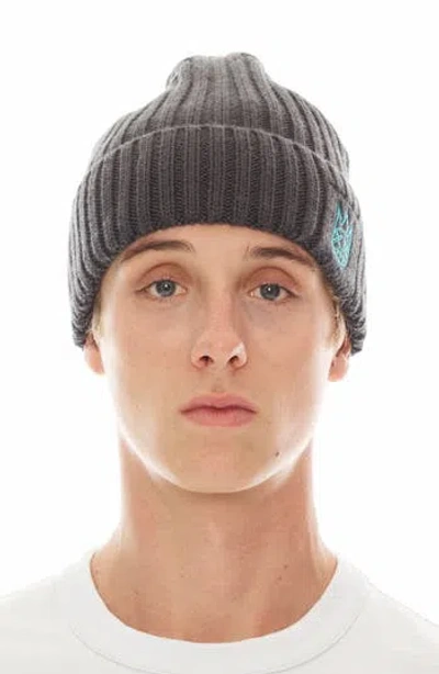 Cult Of Individuality Embroidered Logo Cotton Knit Beanie In Charcoal