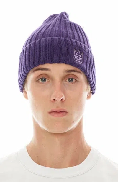 Cult Of Individuality Embroidered Logo Cotton Knit Beanie In Iris