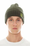 Cult Of Individuality Embroidered Logo Cotton Knit Beanie In Pine
