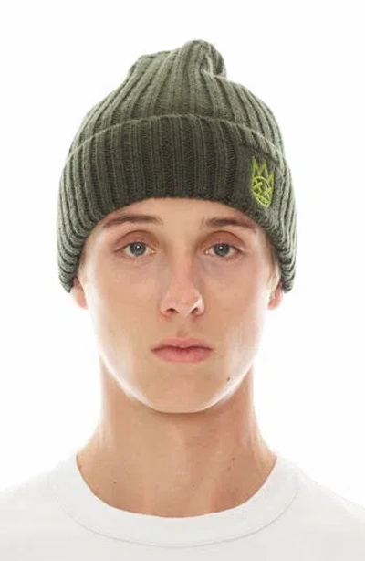 Cult Of Individuality Embroidered Logo Cotton Knit Beanie In Pine