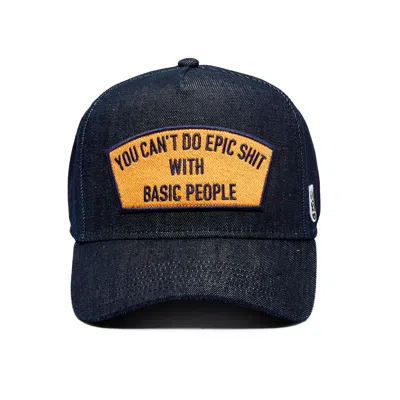 Cult Of Individuality Epic Shit Denim Trucker Hat In Blue