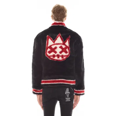 Cult Of Individuality Faux Fur Varsity Jacket In Black