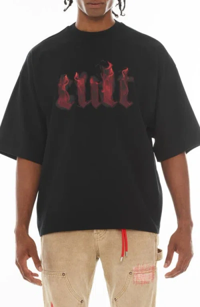 Cult Of Individuality Fire Oversize Graphic T-shirt In Black