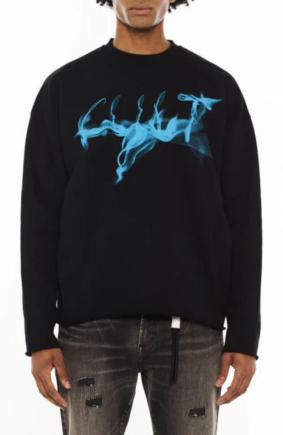Cult Of Individuality Graphic Cotton Fleece Sweatshirt In Black