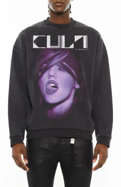 Cult Of Individuality Graphic Fleece Sweatshirt In Black