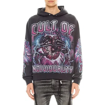 Cult Of Individuality Graphic Hoodie In Vintage Charcoal