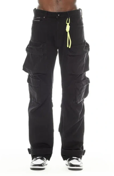 Cult Of Individuality Grunge Nonstretch Baggy Cargo Jeans In Black Twill