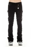 Cult Of Individuality Hipster Nomad Stacked Bootcut Cargo Jeans In Double Black