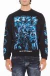 Cult Of Individuality Kiss Crewneck Fleece Graphic Sweatshirt In Black
