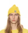 Cult Of Individuality Knit Hat With Black And White In Maize In Gold