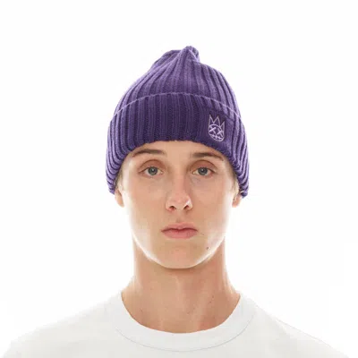 Cult Of Individuality Knit Hat With Clean 2 Tone Shimuchan Logo In Iris In Blue