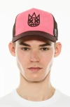 Cult Of Individuality Logo Mesh Back Suede Trucker Hat In Pink