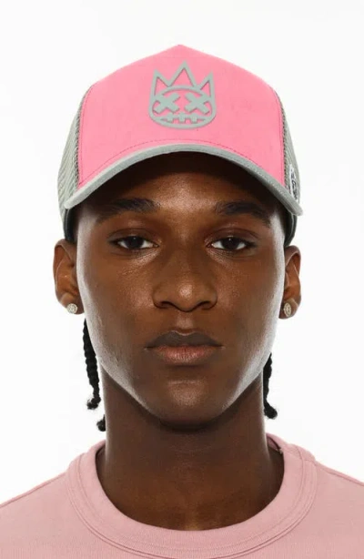 Cult Of Individuality Logo Mesh Back Suede Trucker Hat In Pink