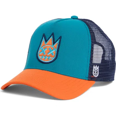 Cult Of Individuality Logo Mesh Back Trucker Cap In Blue