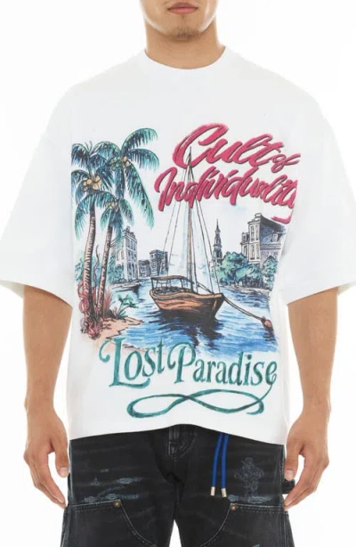 Cult Of Individuality Lost Paradise Oversize Graphic T-shirt In White