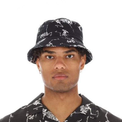 Cult Of Individuality Lucky Bastard Bucket Hat In Dancing Skeleton In Black
