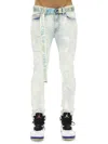 CULT OF INDIVIDUALITY MEN'S BELTED DISTRESSED SUPER SKINNY JEANS